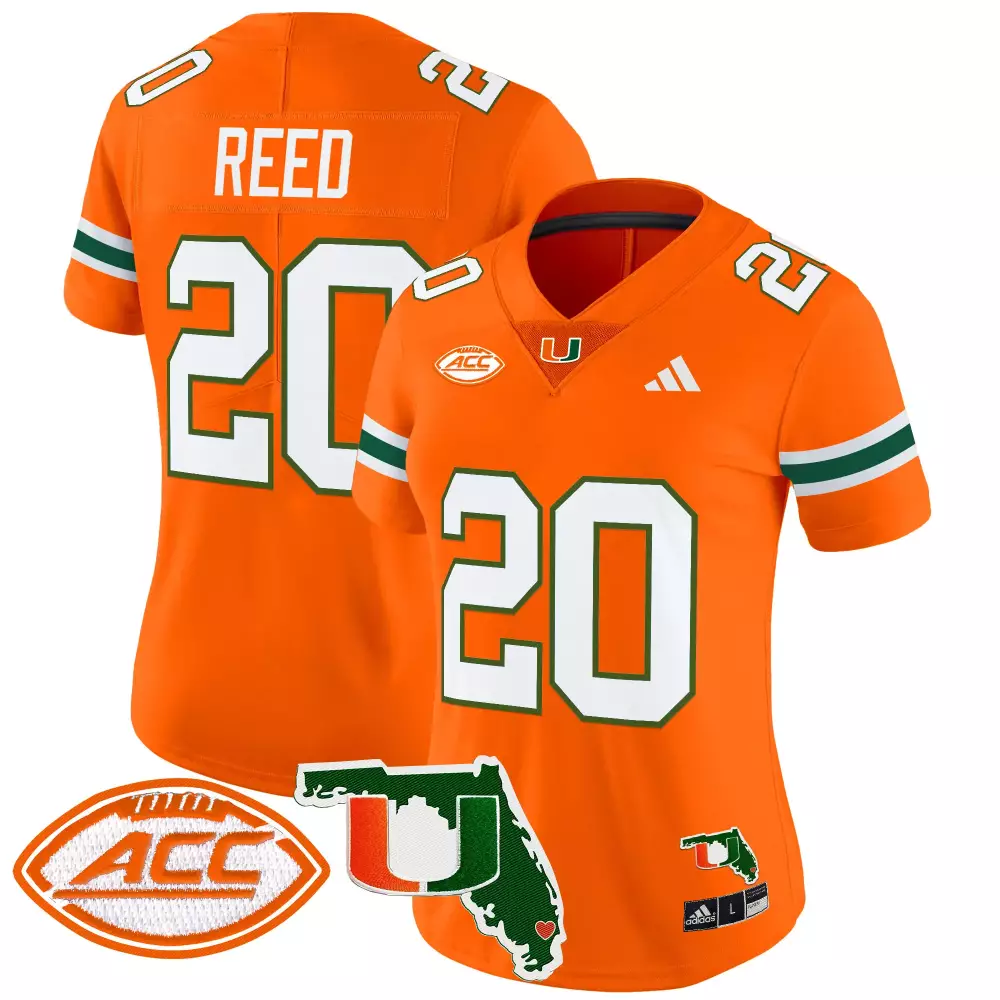 Reed 20 Miami Hurricanes Orange Stitched Vapor Jersey | Florida Patch 2025 | Limited Edition Fan Gear | For Men, Women & Youth