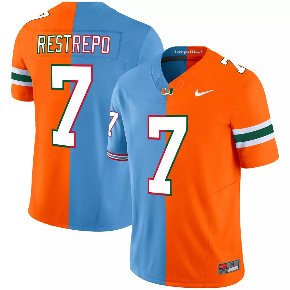 Restrepo 7 Miami Hurricanes Vapor Jersey | Orange Blue Limited Edition 2023 | Fan Gear for Game Day | For Men, Women & Youth