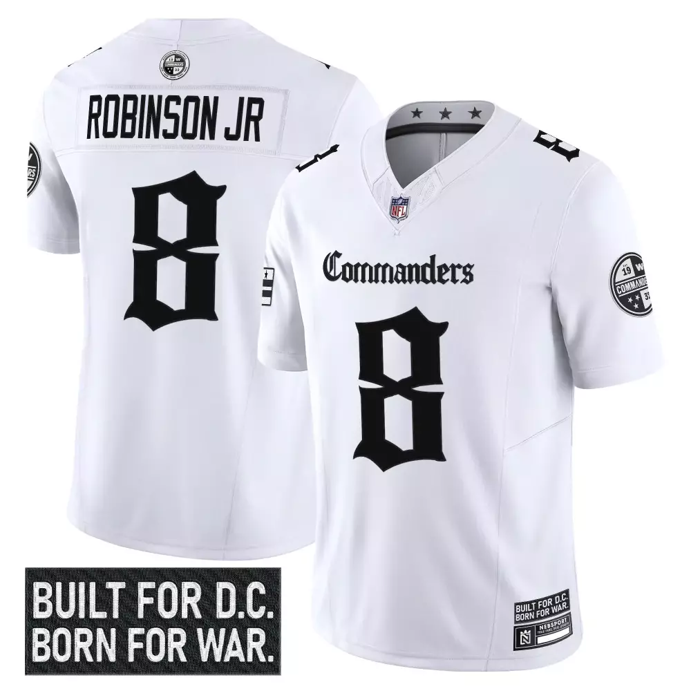 Robinson Jr 8 Washington Commanders 2023 Stitched Vapor Jersey | White | Limited Edition Fan Gear | For Men, Women & Youth