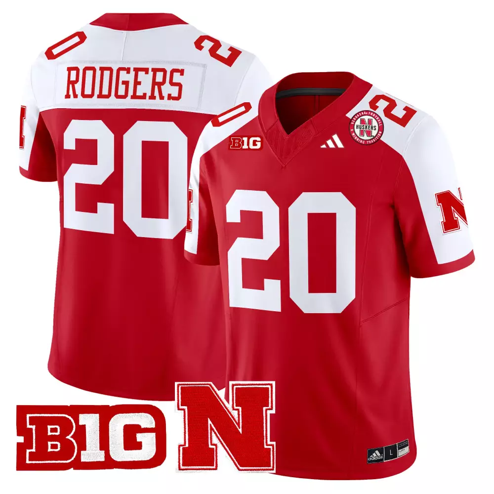Custom Nebraska Cornhuskers  Big Ten Network Rodgers 20 Vapor Limited 2025 Embroidered Patch Authentic Jersey