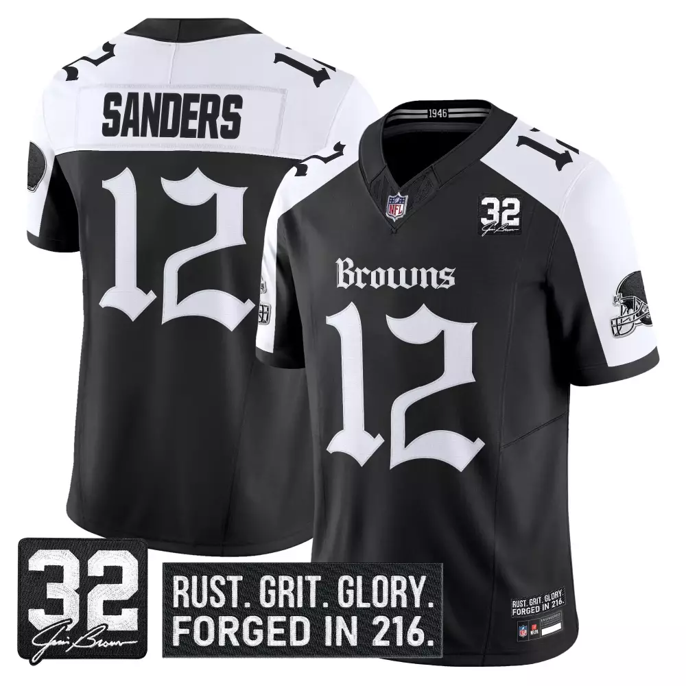 Sanders 12 Cleveland Browns 2023 Vapor Jersey | Black Stitched Limited Edition | Fan Gear for Men, Women & Youth