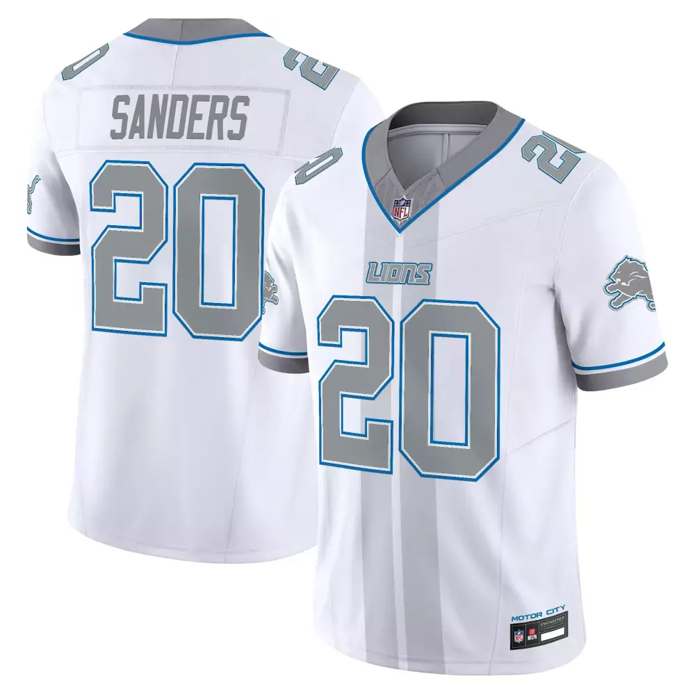 Sanders 20 Detroit Lions 2023 White Jersey | Stitched with Embroidered Patch | For Men, Women & Youth