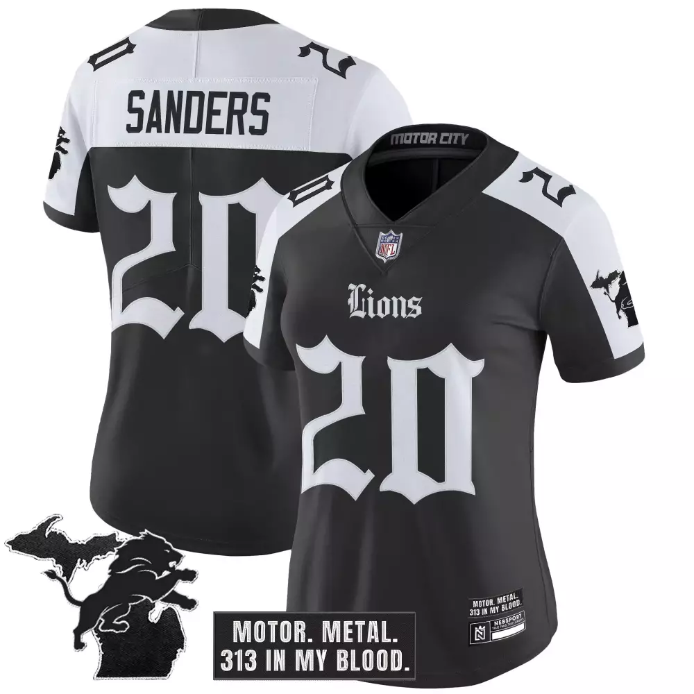 Sanders 20 Women's Detroit Lions Vapor Jersey | Black Motor City Edition 2023 | Limited Edition Fan Gear | For Women