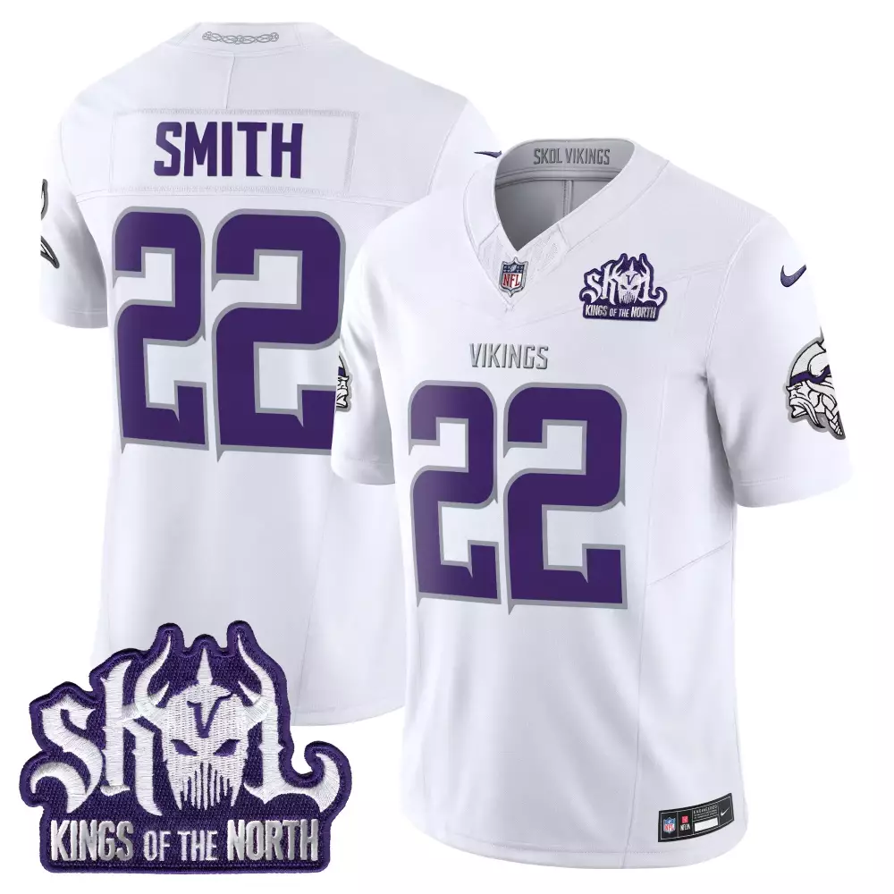 Smith 22 Men's White Minnesota Vikings Vapor Jersey | Skol Patch 2025 | Fan Gear for Men, Women & Youth