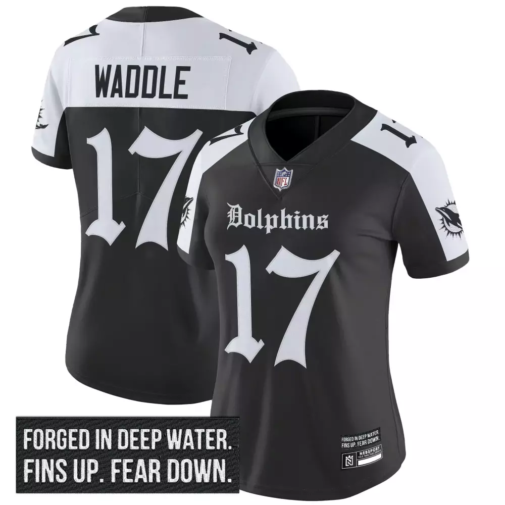 Waddle 17 Miami Dolphins 2023 Women's Deep Water Stitched Vapor Jersey | For Men, Women & Youth