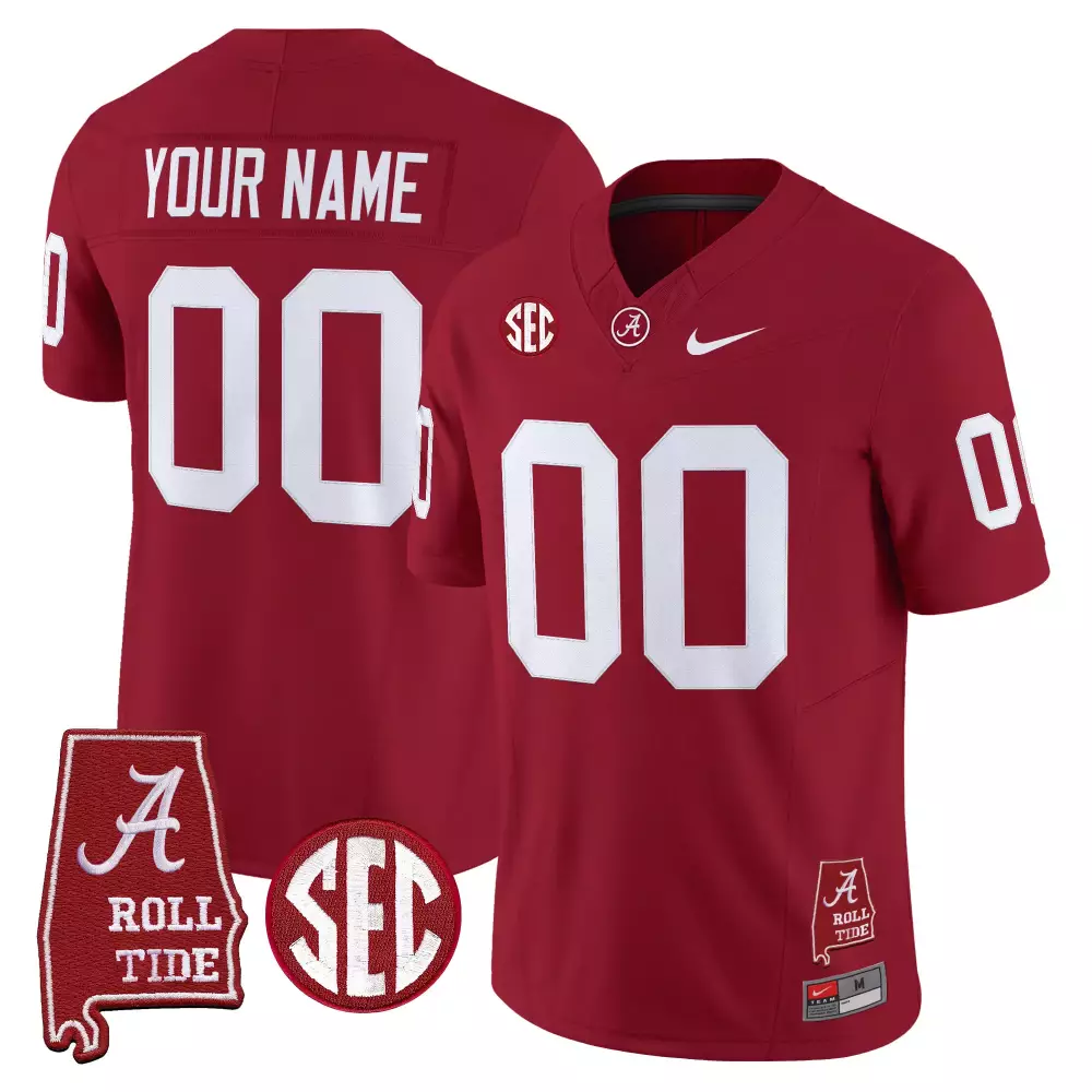 Your Name 00 Alabama Crimson Tide 2023 Red Vapor Stitched Jersey | SEC Patch Style | Fan Gear for All | For Men, Women & Youth