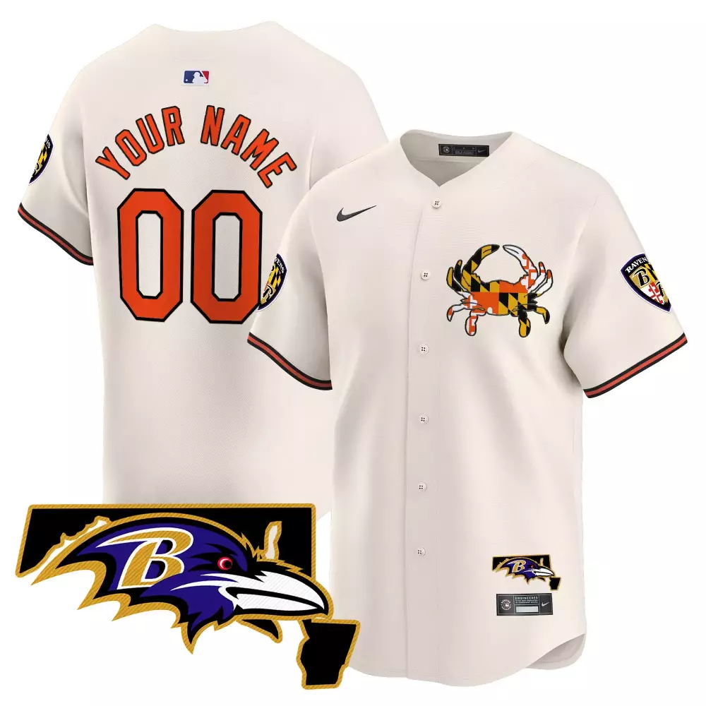 Your Name 00 Baltimore Ravens 2024 Cream Premier Stitched Jersey | Embroidered Patch | Custom Fan Gear for Men, Women & Youth