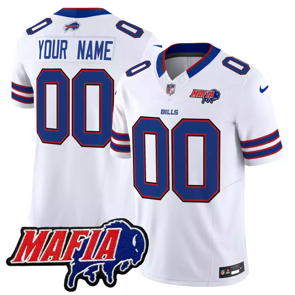 Your Name 00 Buffalo Bills White Vapor Jersey | Stitched Maffia Patch 2025 Men's Style | Fan Gear | For Men, Women & Youth