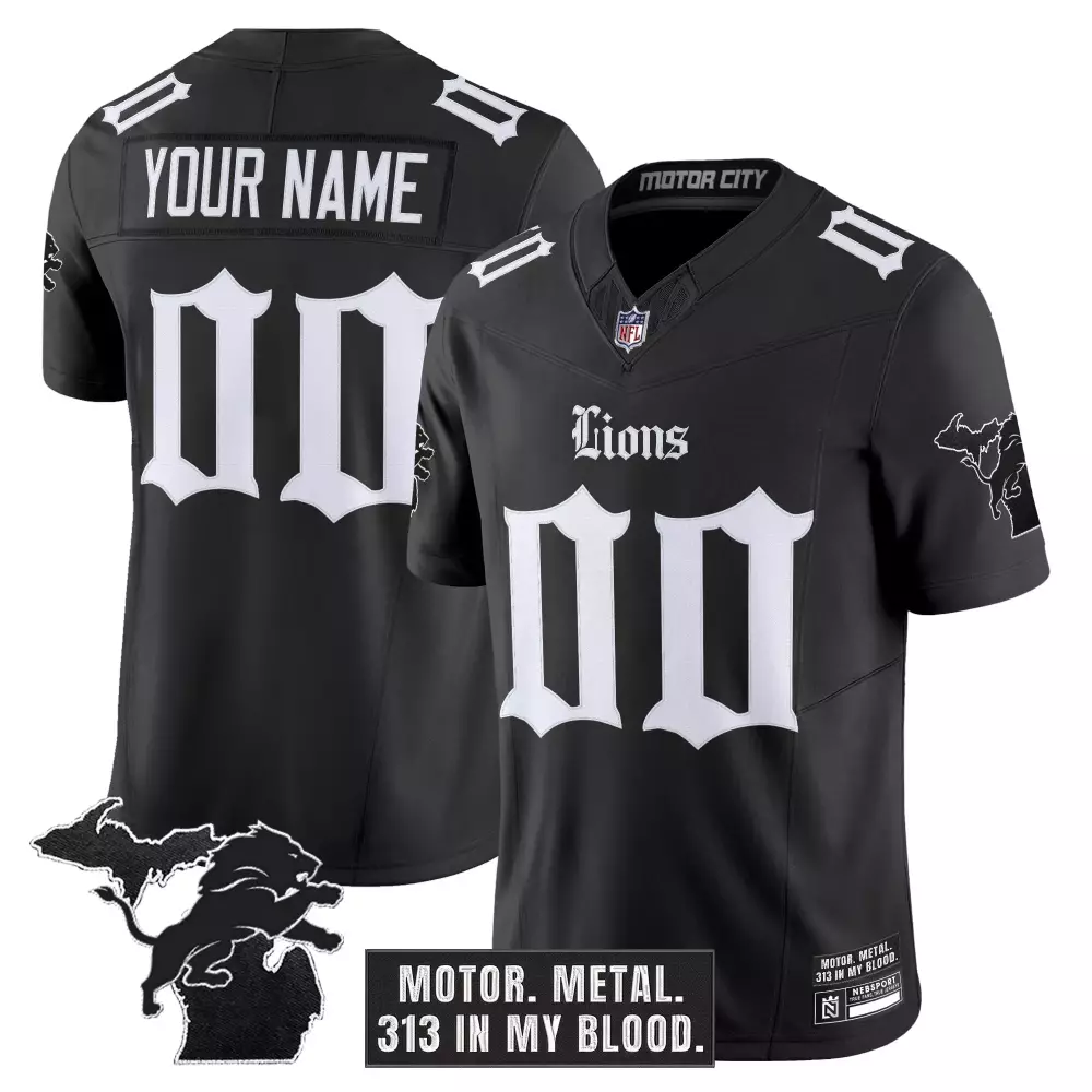 Your Name 00 Detroit Lions Black Vapor Stitched Jersey | Embroidered Motor City Patch 2023 | Fan Gear for Game Day | For Men, Women & Youth