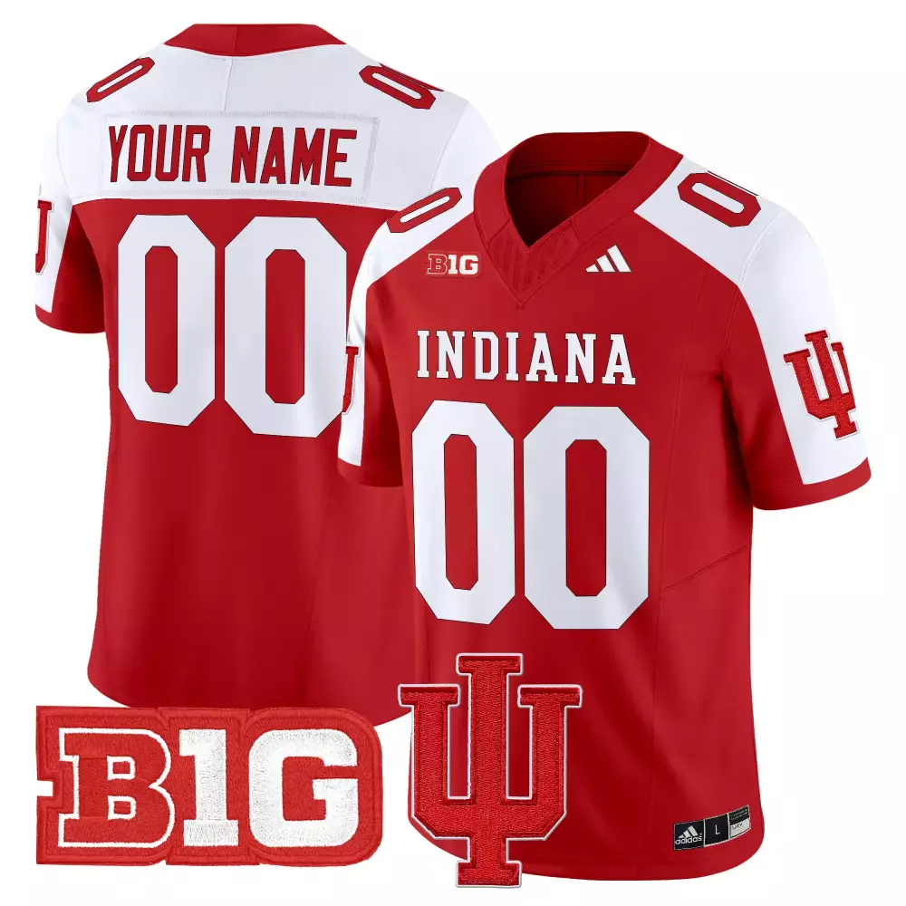 Your Name 00 Indiana Hoosiers 2024 Stitched Jersey | Red Vapor with B1G Patch | Limited Edition Fan Gear | For Men, Women & Youth