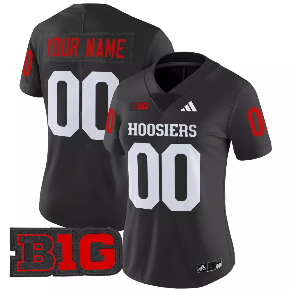 Your Name 00 Indiana Hoosiers Women's Black Vapor Jersey | All Stitched B1G Patch 2025 | Stylish Fan Gear for Women & Youth