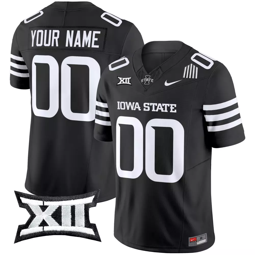 Custom Your Name 00 Iowa State Cyclones Men's Vapor Stitched Jersey | Black 2025 XII Patch | Fan Gear for Men, Women & Youth