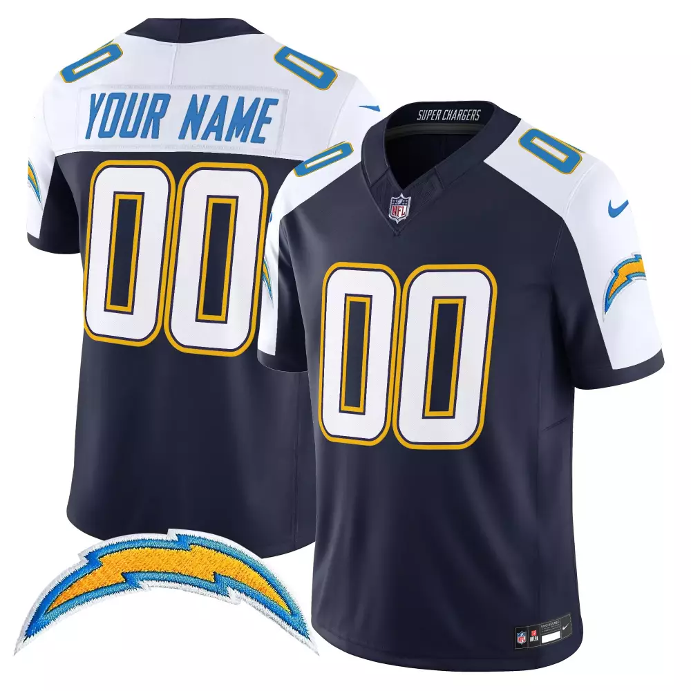 Your Name 00 Los Angeles Chargers Navy Vapor Jersey | 2025 Style with Embroidered Patch | Game Day Outfit | For Men, Women & Youth
