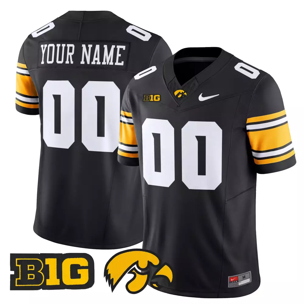 Your Name 00 Iowa Hawkeyes Men's Black Vapor Jersey | Stitched Style with Embroidered Patch 2025 | Fan Gear for All | For Men, Women & Youth