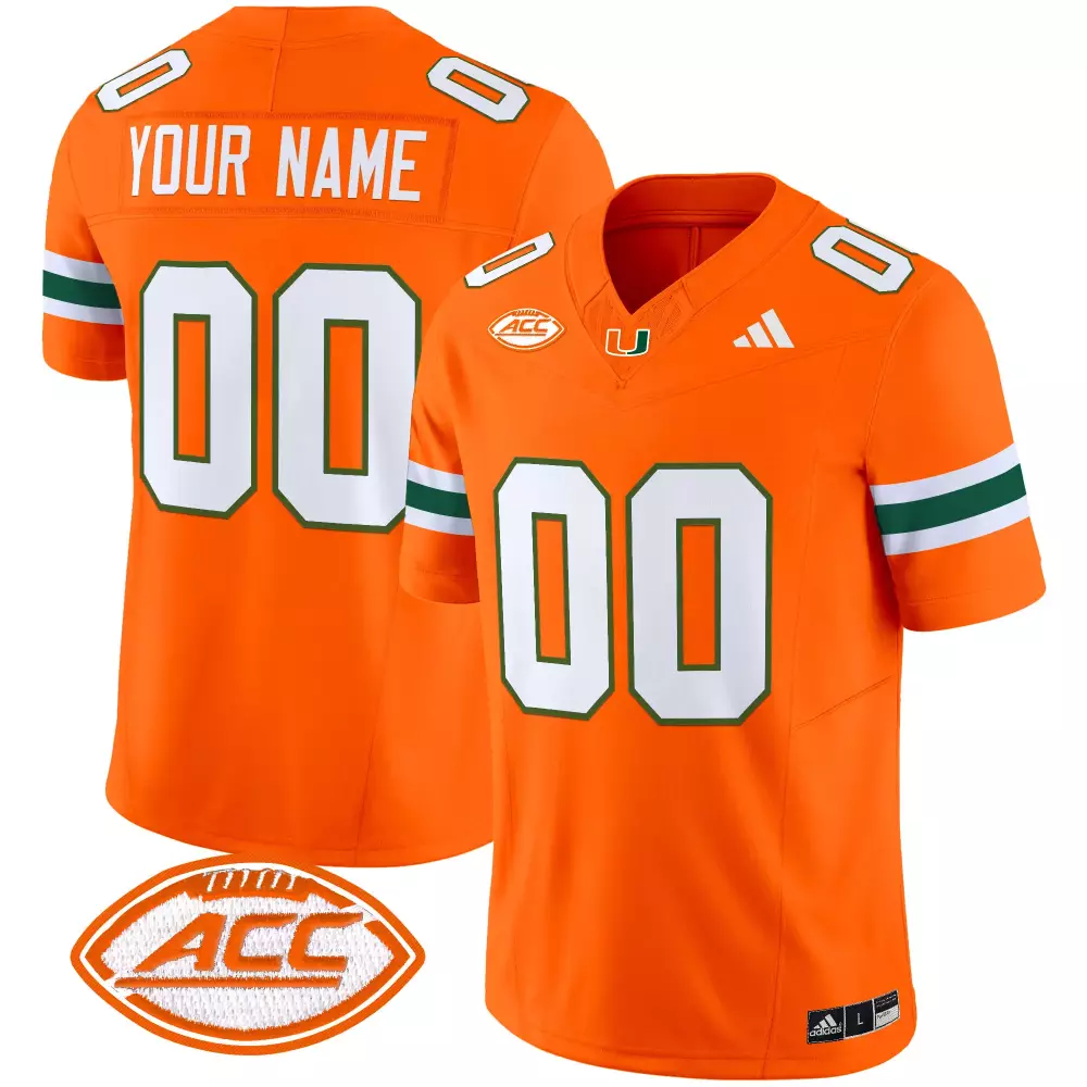 Your Name 00 Miami Hurricanes 2025 Orange Vapor Jersey | Stitched ACC Patch | Replica Fan Gear | For Men, Women & Youth