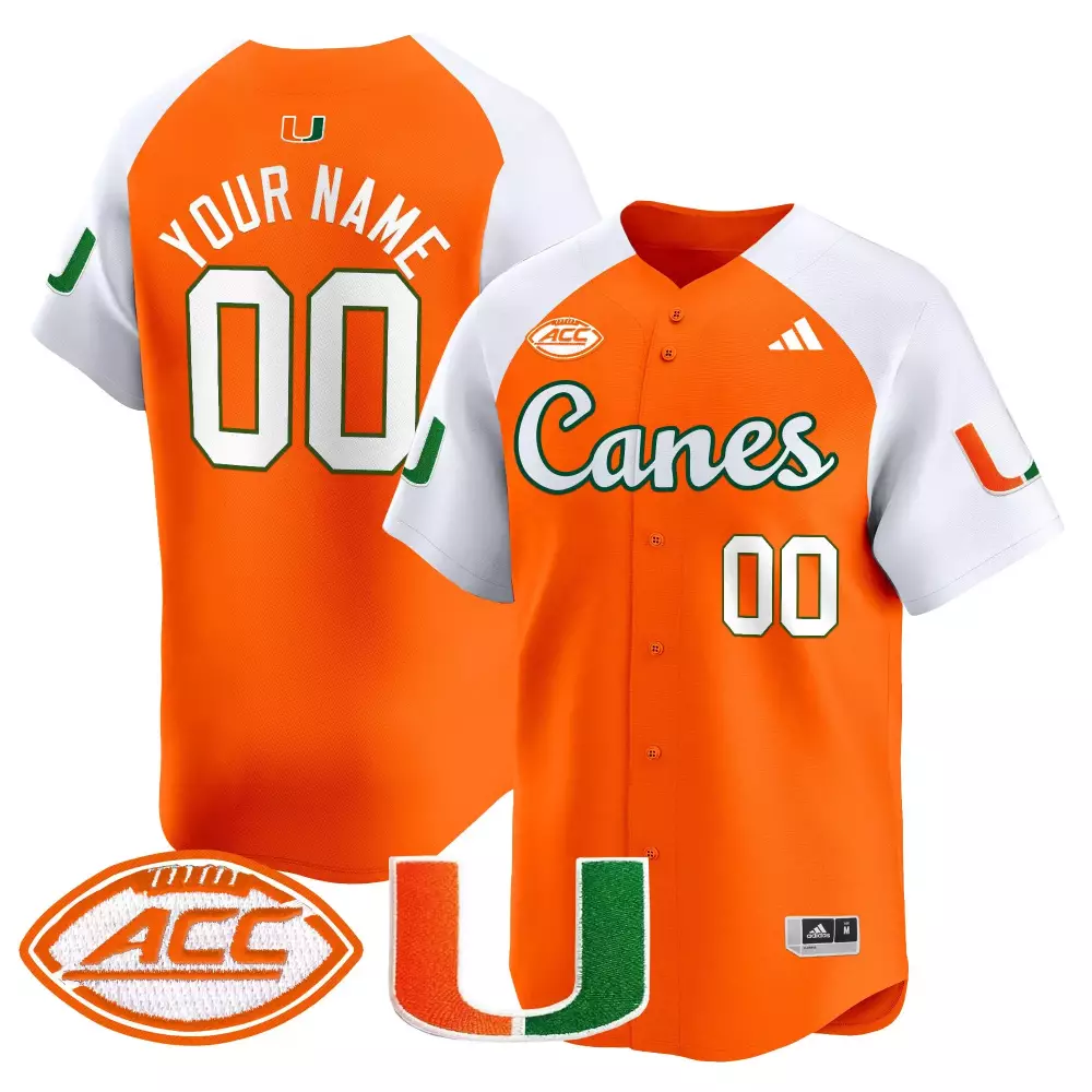 Your Name 00 Miami Hurricanes 2024 Orange Vapor Stitched Baseball Jersey | ACC Patch | Game Day Outfit | For Men, Women & Youth