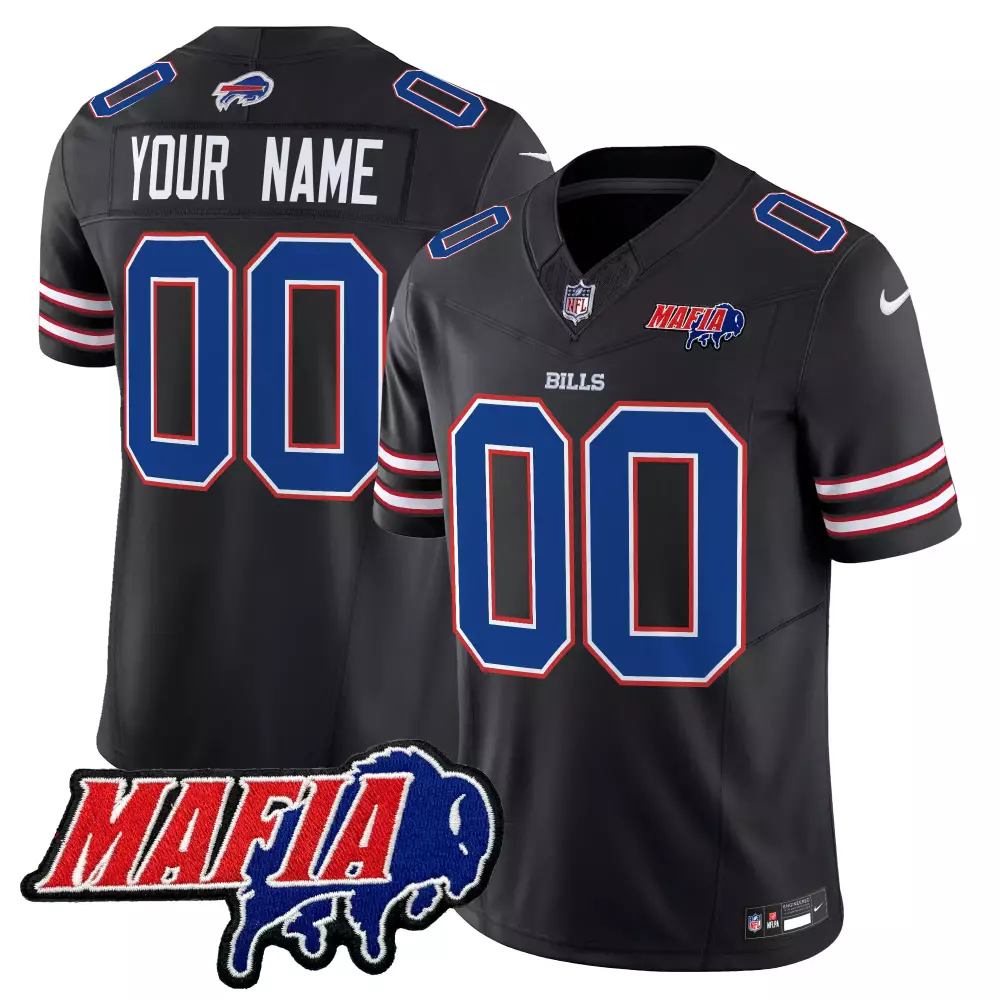 Your Name 00 Men's Stitched Vapor Jersey | Black Buffalo Bills Mafia Patch 2025 | Fan Gear | For Men, Women & Youth