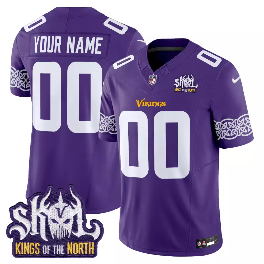 Your Name 00 Men's Stitched Vapor Jersey | Minnesota Vikings Purple Kings of the North Patch 2023 | Custom Fan Gear for Game Day | For Men, Women & Youth