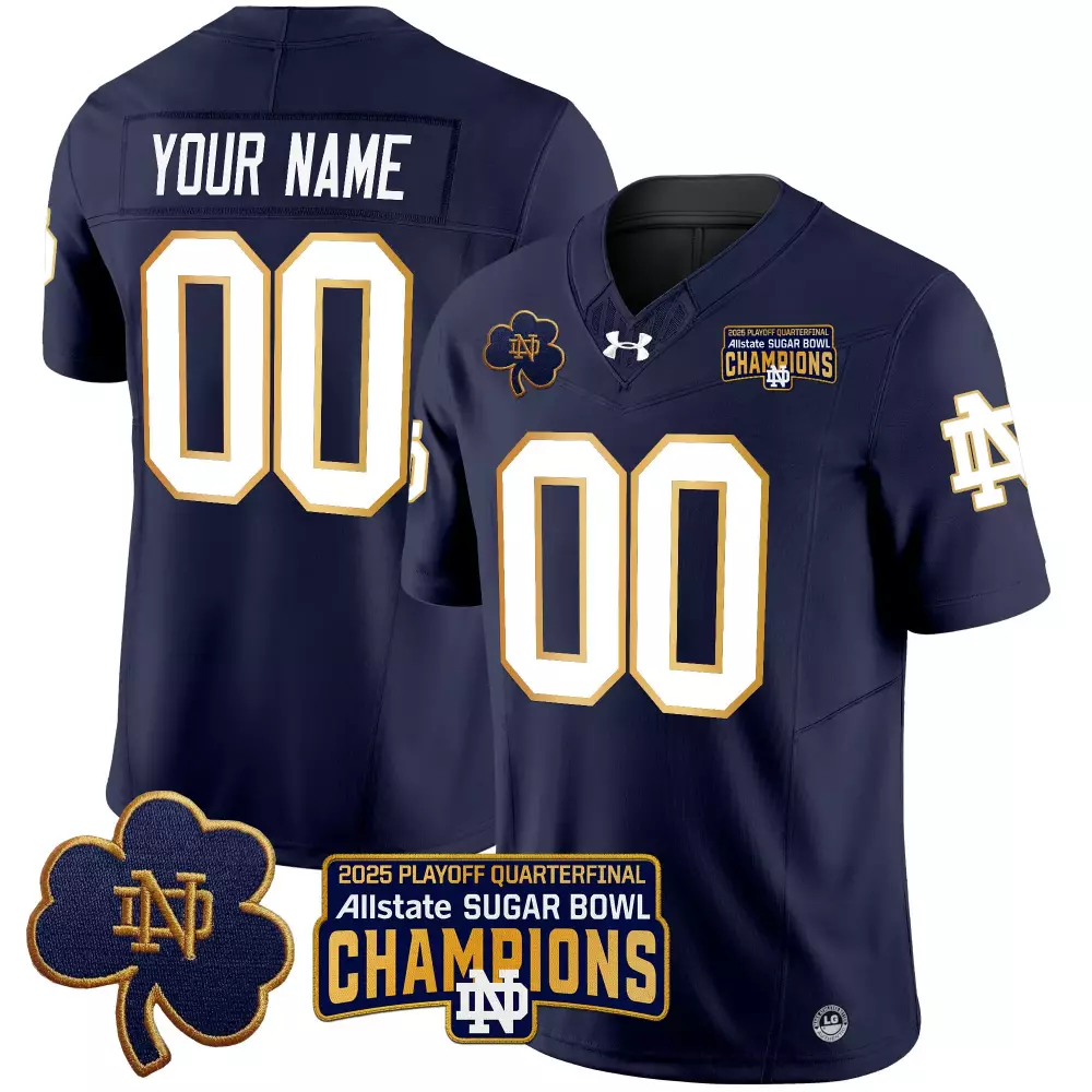 Custom Notre Dame Fighting Irish Men's Navy Stitched Jersey | 2025 Sugar Bowl Champions | For Men, Women & Youth