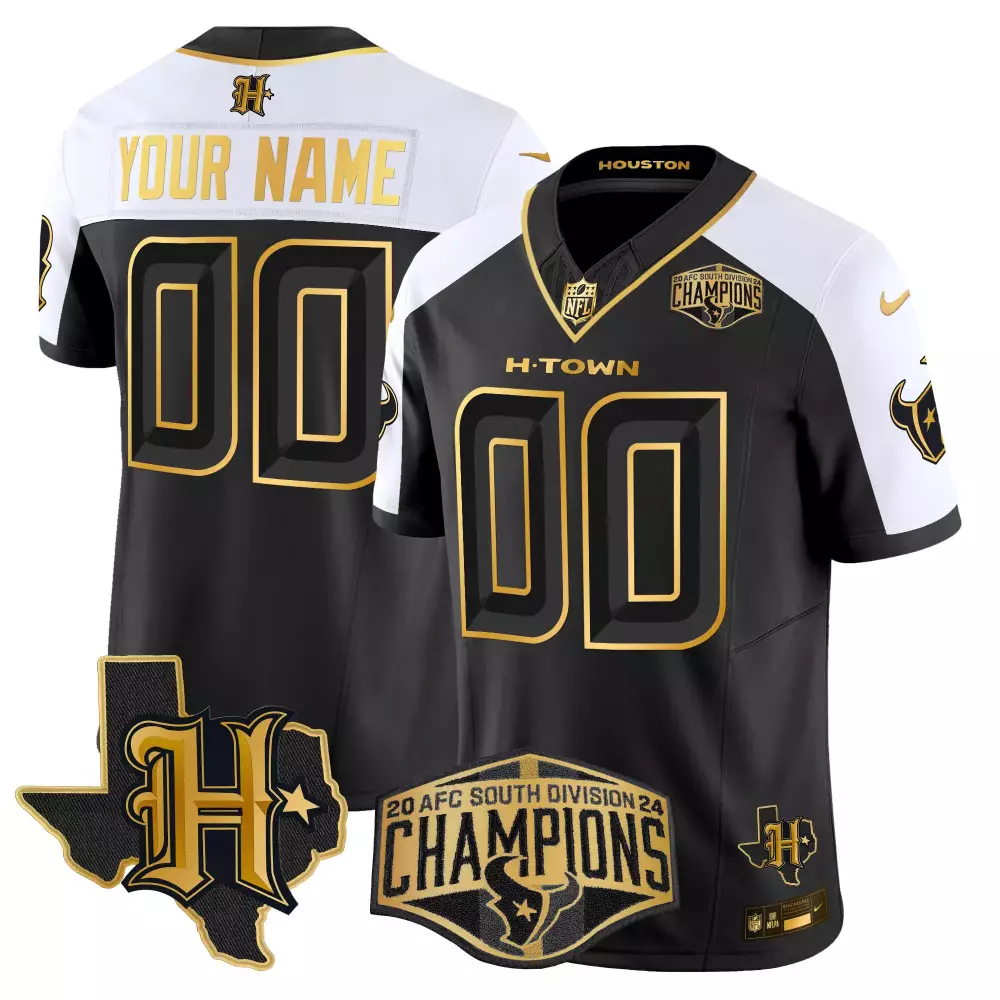 Your Name 00 Men's Vapor Jersey | Houston Texans Black 2024 AFC South Champions Patch | Fan Gear for Men, Women & Youth