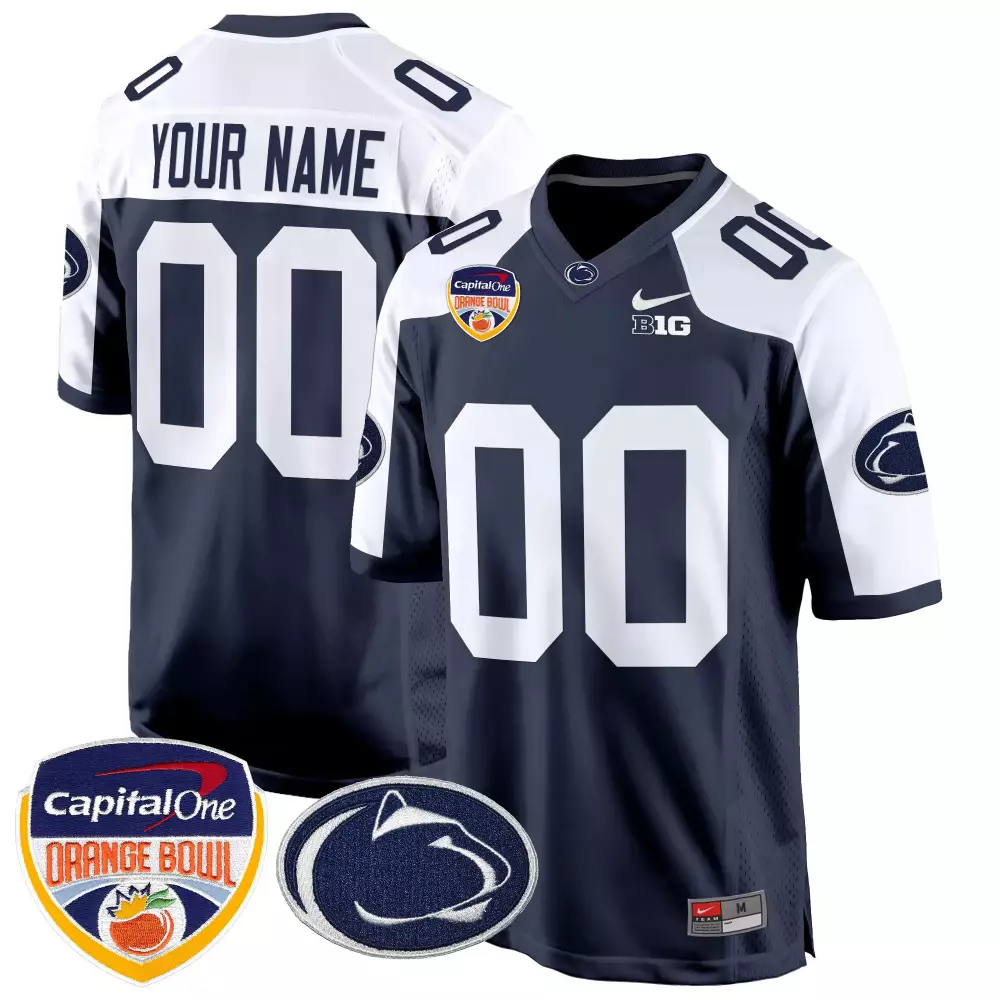 Your Name 00 Navy Vapor Stitched Jersey | Penn State Nittany Lions 2023 Orange Bowl Patch | For Men, Women & Youth