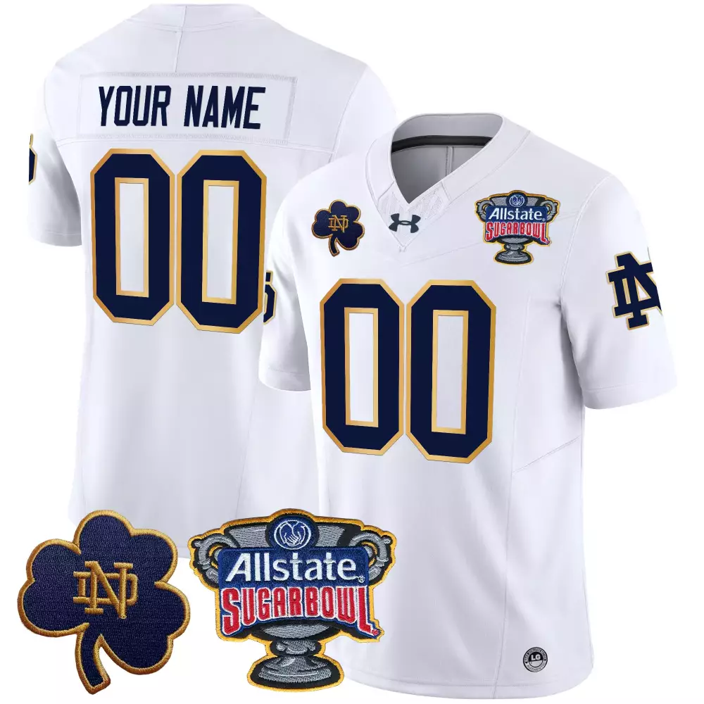Notre Dame Fighting Irish 2024 White Vapor Stitched Jersey | Allstate Sugar Bowl Patch | For Men, Women & Youth