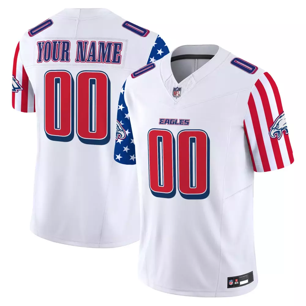 Your Name 00 Philadelphia Eagles White Vapor Limited Stitched Jersey | Independence Day 2025 | For Men, Women & Youth