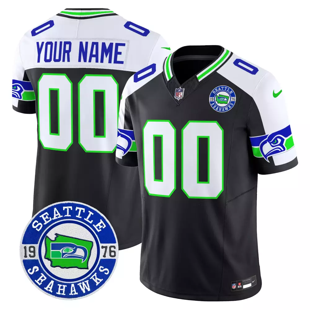 Your Name 00 Seattle Seahawks Vapor Jersey | Black Embroidered 1976 Patch 2025 Season | Fan Gear for Game Day | For Men, Women & Youth