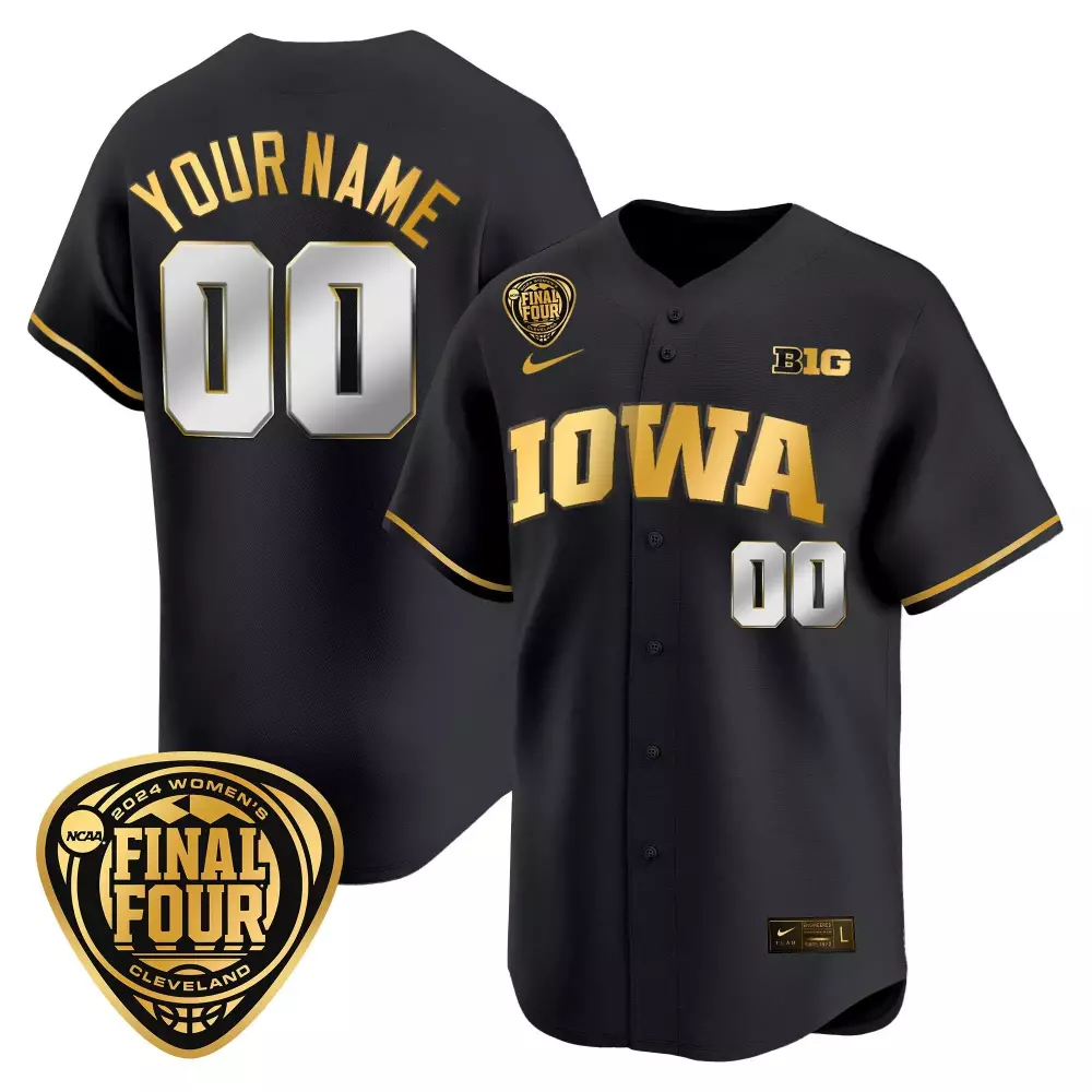 Your Name 00 Iowa Hawkeyes Women's Black Vapor Jersey | Final Four 2024 Embroidered Patch | Fan Gear for Game Day | For Men, Women & Youth