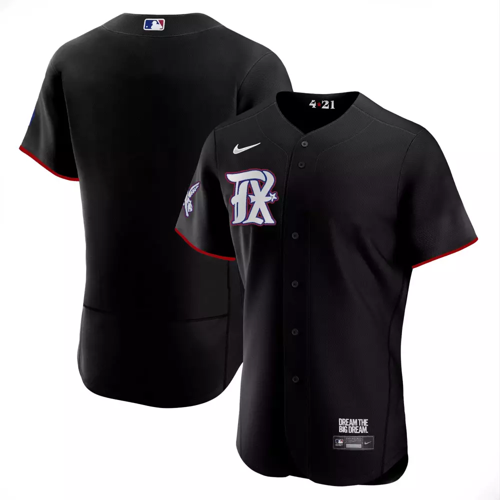 2021 Texas Rangers All Stitched Vapor Jersey | Black Nike Dream the Big Dream Edition | Fan Gear | For Men