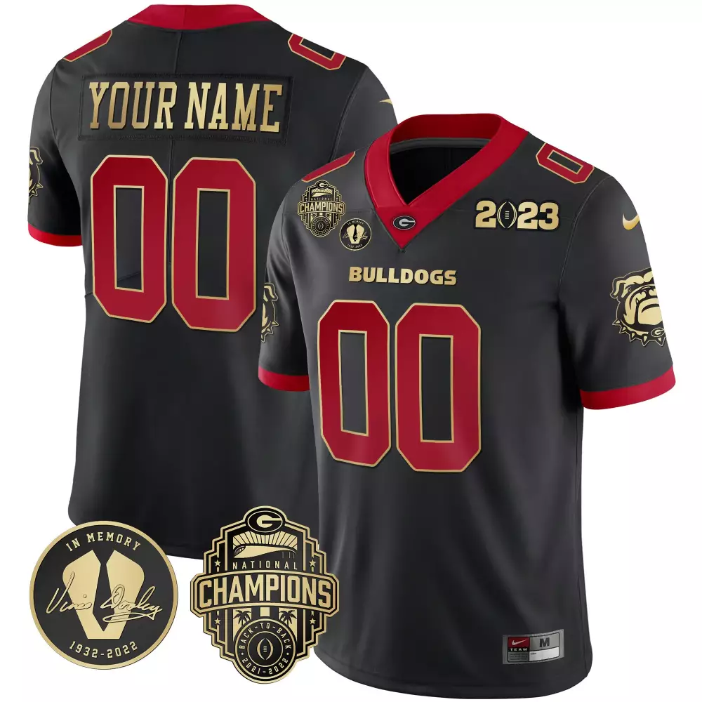 2023 Georgia Bulldogs 00 All Stitched Vapor Jersey | Black & Red | In Memory Edition | For Men, Women & Youth