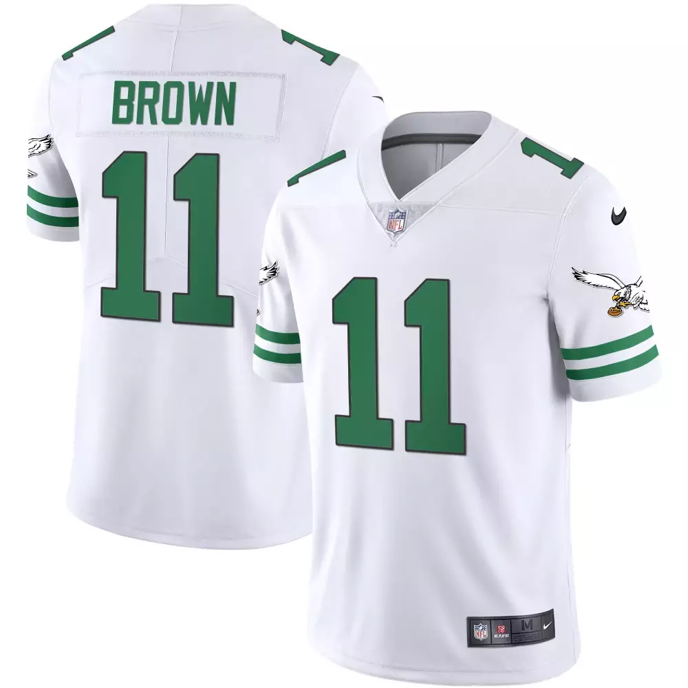 A J Brown 11 Philadelphia Eagles 2023 Stitched Vapor Jersey | White | Limited Edition Fan Gear for Men, Women & Youth