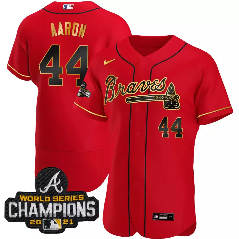 Aaron 44 Atlanta Braves 2021 Women's Vapor Jersey | Stitched Red World Series Champions | For Women & Youth