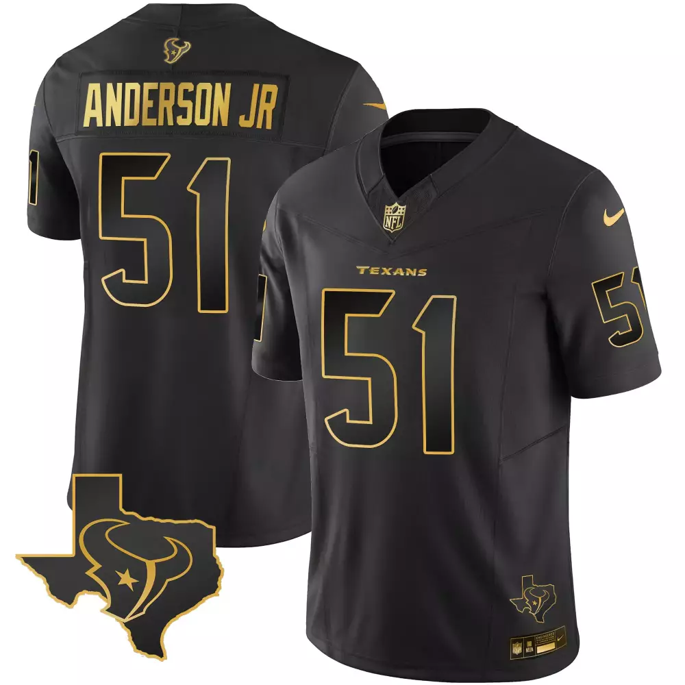 Anderson Jr. 51 Houston Texans 2023 Black Edition Vapor Jersey | All Stitched Style | For Men, Women & Youth