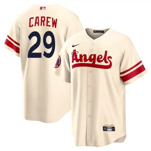 Carew 29 Los Angeles Angels 2023 Men's Vapor Jersey | All Stitched Cream & Red | Limited Edition for Game Day | For Men, Women & Youth