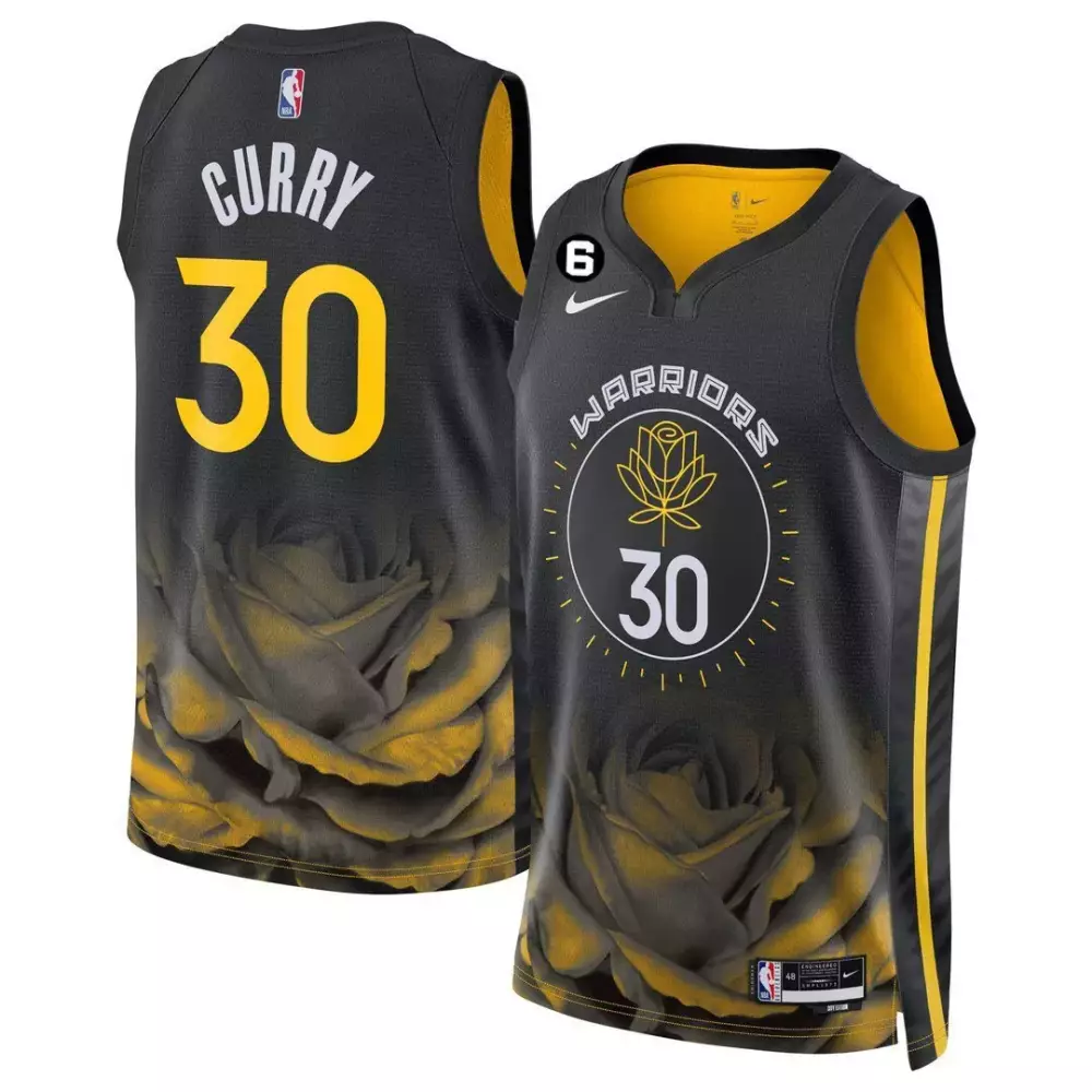 Curry Golden State Warriors 2023 Jersey | Black Yellow Rose Edition All Stitched Vapor for Men | For Men, Women & Youth