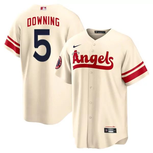 Downing 5 Los Angeles Angels 2023 Men's All Stitched Vapor Jersey | Cream Red | Limited Edition Fan Gear | For Men, Women & Youth
