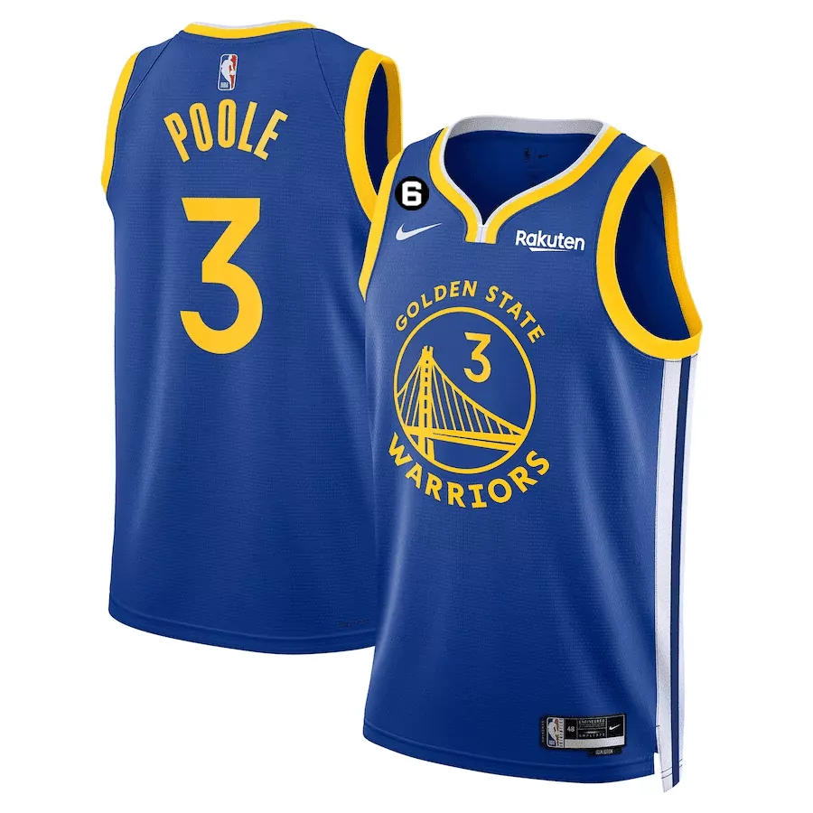 Jordan Poole 3 Golden State Warriors 2023 Stitched Vapor Jersey | Blue | Fan Gear for Men, Women & Youth