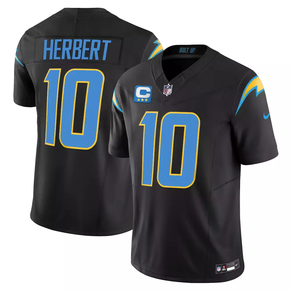 Justin Herbert 10 Los Angeles Chargers 2023 Men's All Stitched Vapor Jersey | Black | For Men, Women & Youth