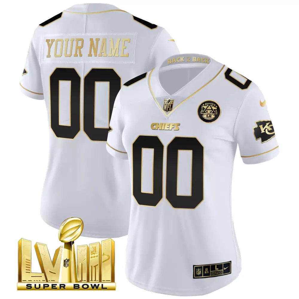 Women's Kansas City Chiefs Super Bowl LVIII White Jersey | All Stitched Vapor Style | For Game Day | For Women
