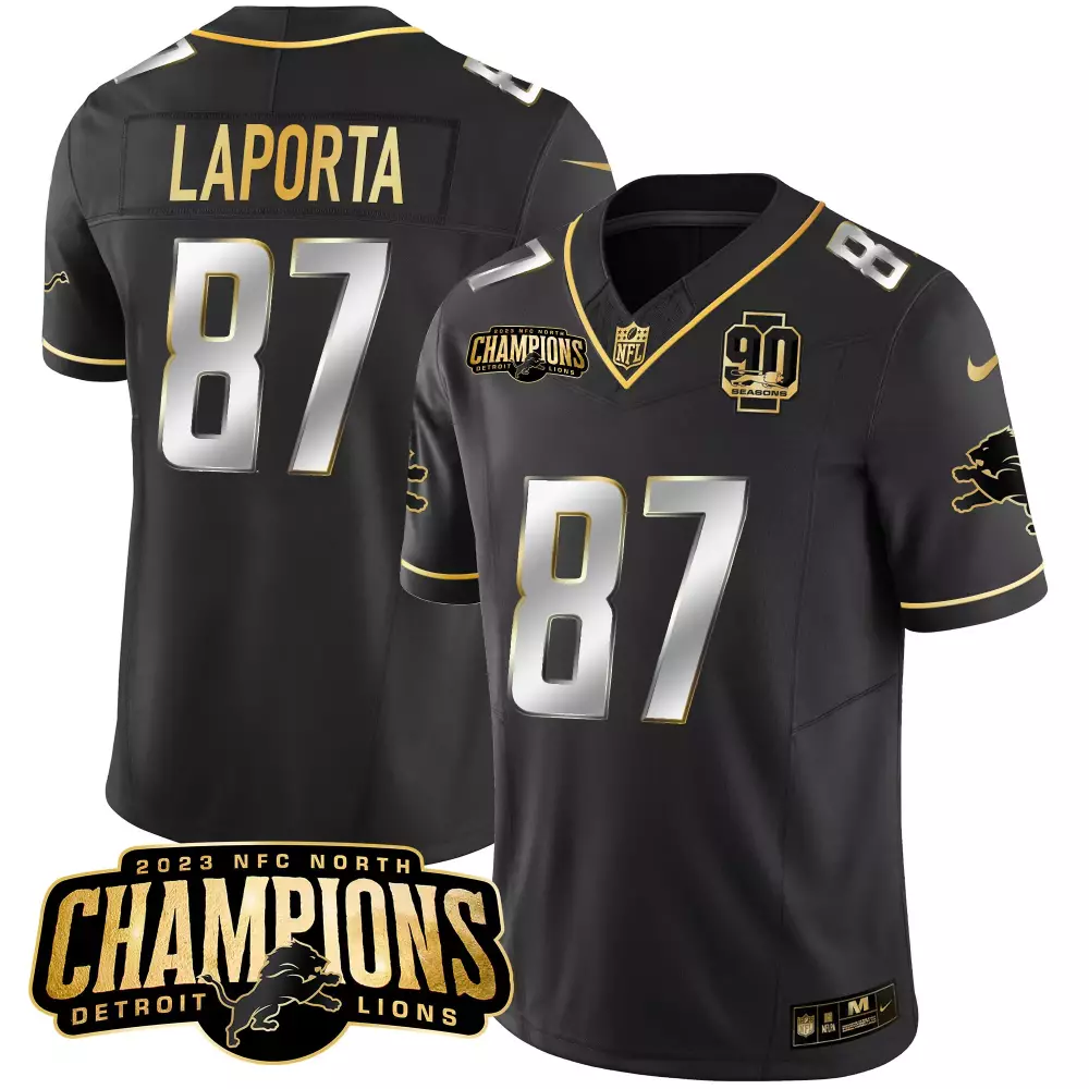 Laporta Detroit Lions 2023 Stitched Vapor Jersey | Black Champions Edition | Limited Edition Fan Gear | For Men, Women & Youth