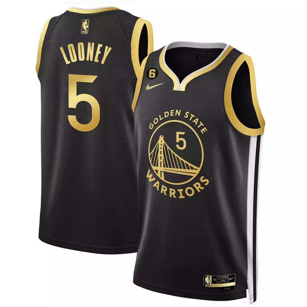 Looney 5 Golden State Warriors 2023 Stitched Vapor Jersey | Black Edition | Replica Fan Gear for Men, Women & Youth