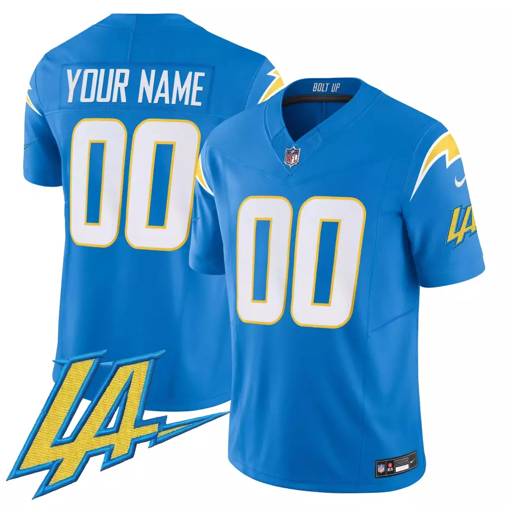 Custom 00 Los Angeles Chargers 2023 Men's All Stitched Vapor Jersey | Bolt Up Edition for Men, Women & Youth