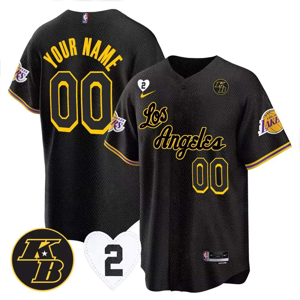 Los Angeles Lakers 00 Your Name Vapor Jersey 2023 | All Stitched | Black 2K B Edition | For Men, Women & Youth