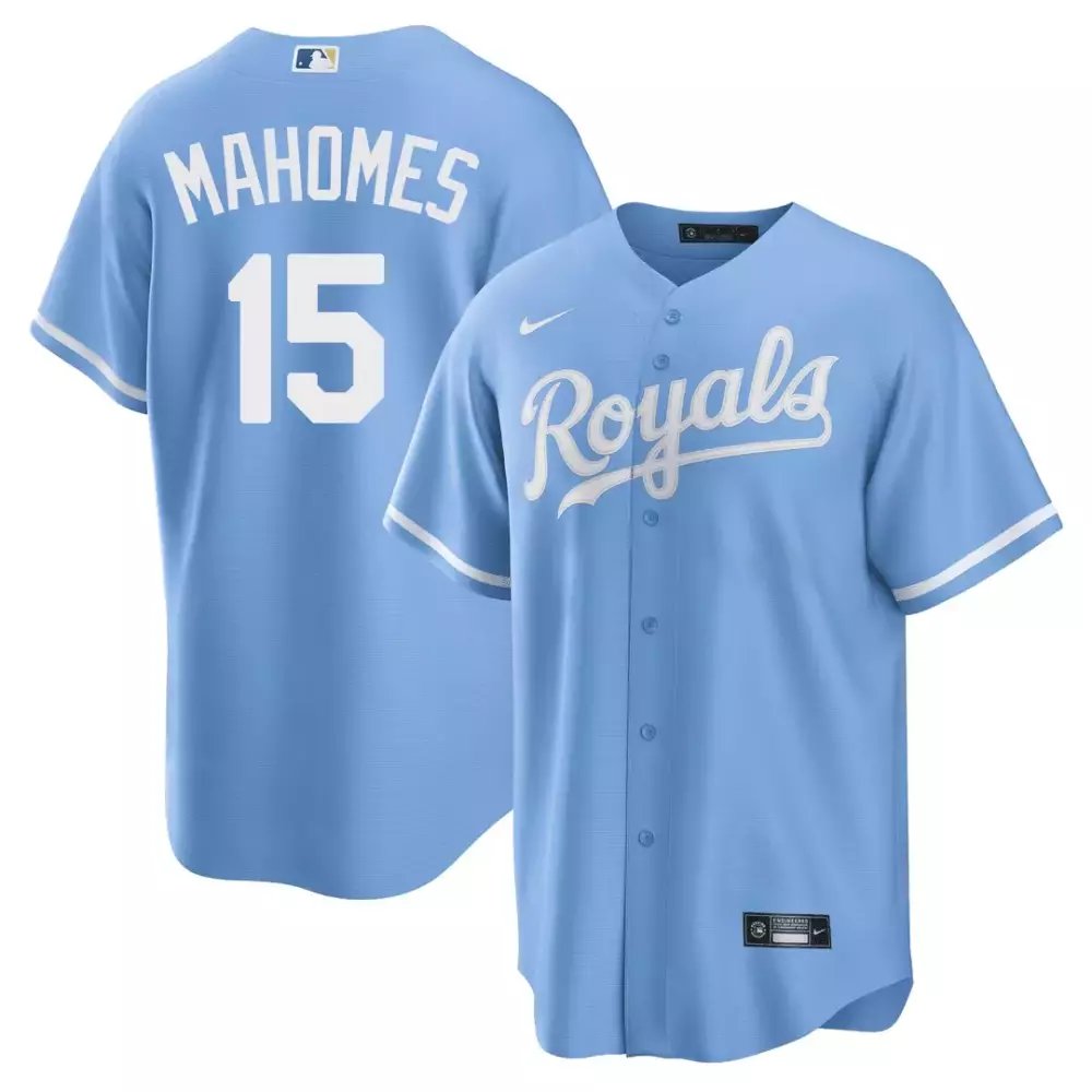 Mahomes 15 Kansas City Royals 2023 Men's All Stitched Vapor Jersey | Light Blue Style | Limited Edition Fan Gear | For Men, Women & Youth