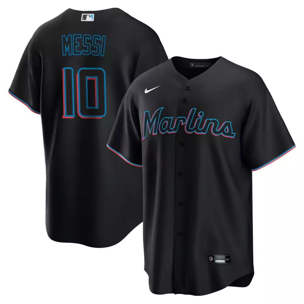 Messi 10 Miami Marlins 2023 Men's All Stitched Vapor Jersey | Black Edition | For Men
