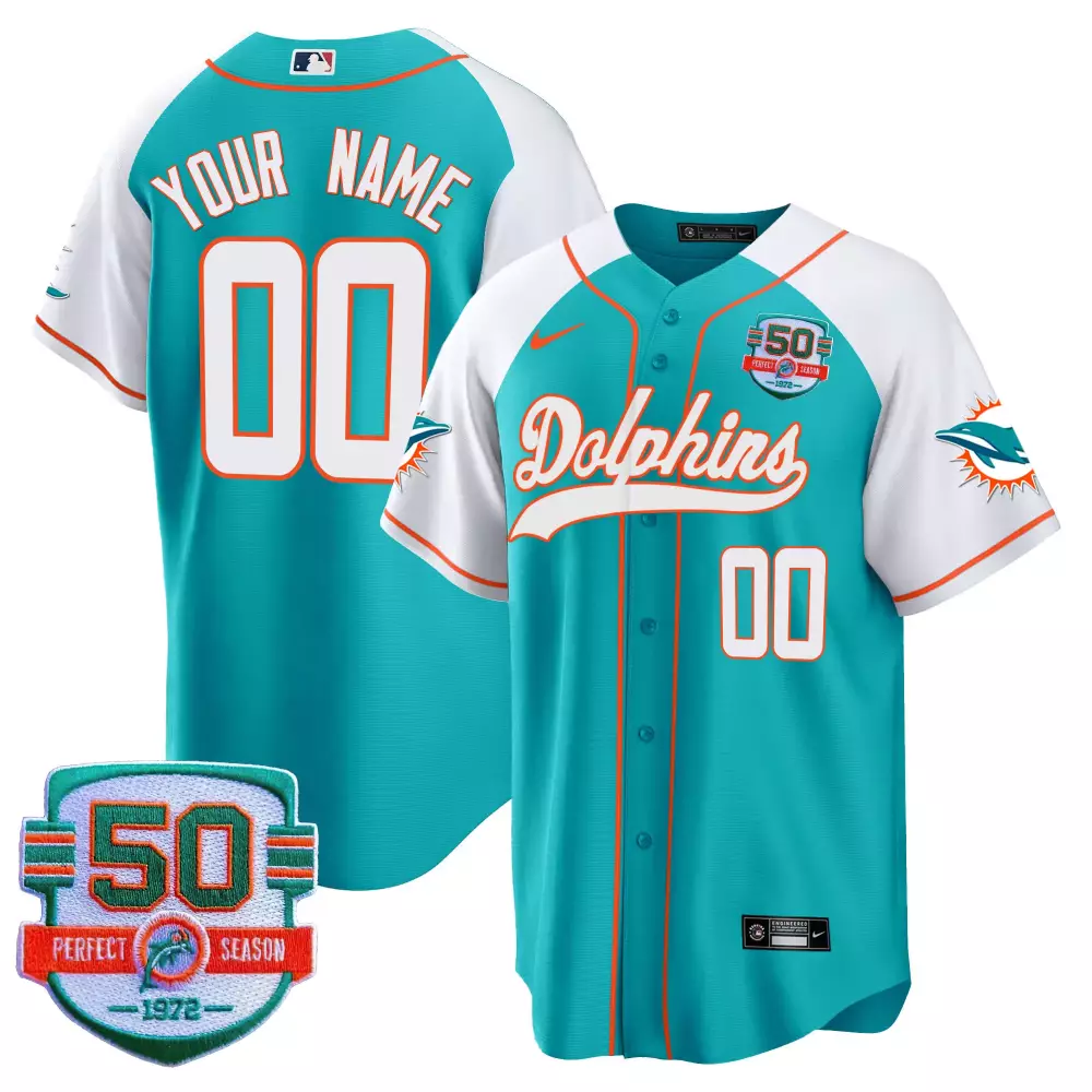 Miami Dolphins 1972 Aqua Stitched Vapor Jersey | 50th Anniversary Edition | Fan Gear for Men, Women & Youth