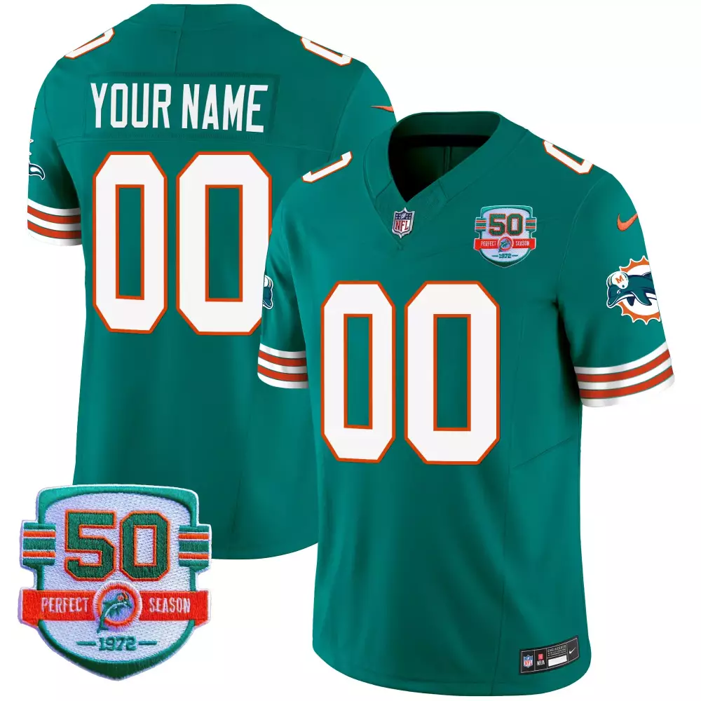 Miami Dolphins Aqua Stitched Vapor Jersey | 2022 50th Season Edition | Game Day Fan Gear for Men, Women & Youth