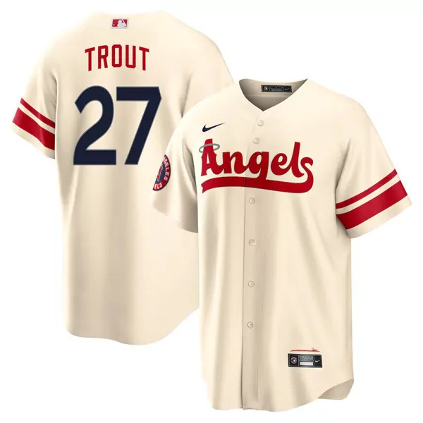Mike Trout 27 Los Angeles Angels 2023 Cream Jersey | All Stitched Vapor | Fan Gear for Men, Women & Youth