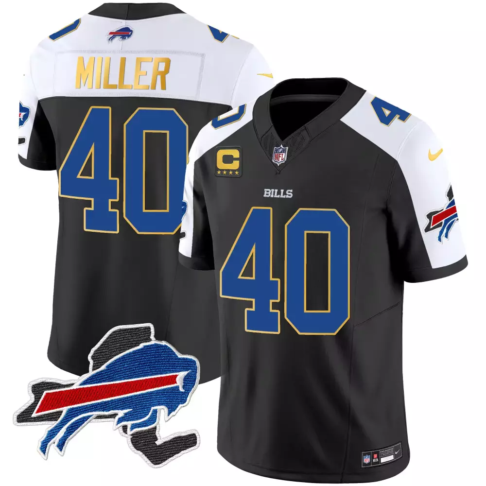 Miller 40 Buffalo Bills 2023 Men's Stitched Vapor Jersey | Classic White with Patch | Stylish Fan Gear | For Men, Women & Youth